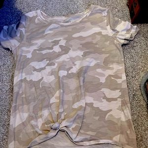 Tan and white camouflage tee
